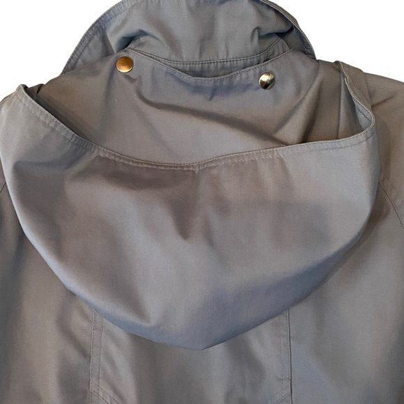 Vintage London Fog Jacket 14 Regular Women's Snap Front Hood Lining Blue Gray - Picture 5 of 10